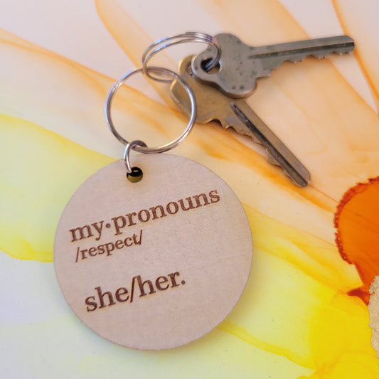 She/Her Pronouns Keyring