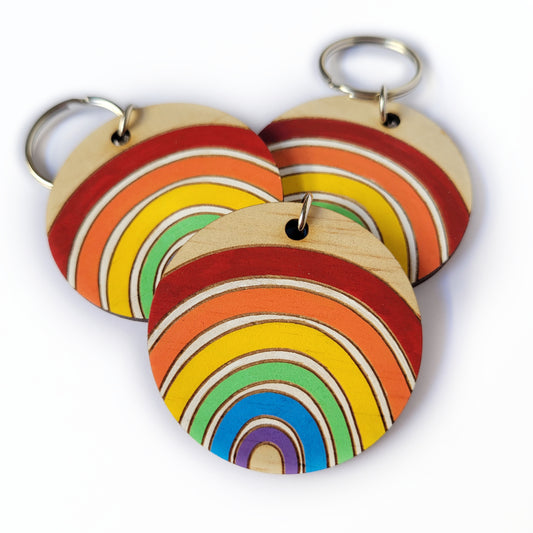 Rainbow & White Progress Pride Keyring